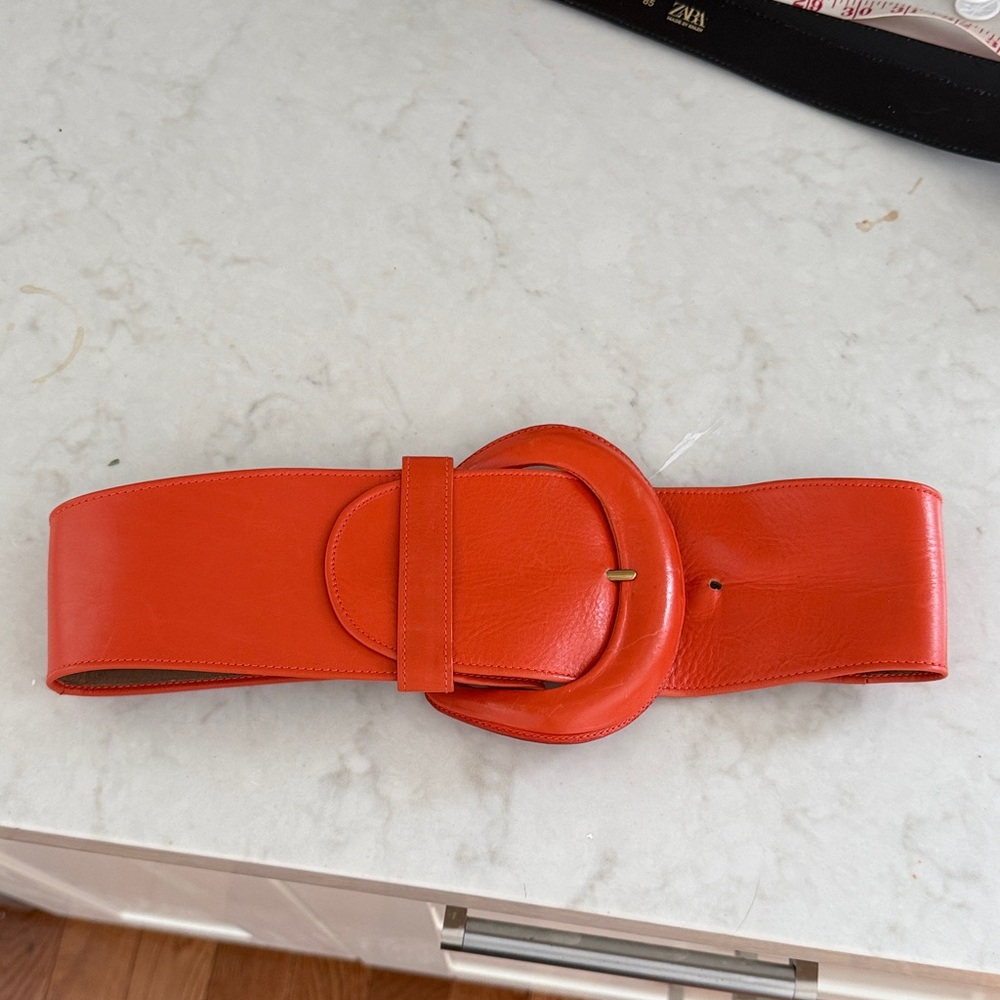 Donna Karan Orange Leather Belt